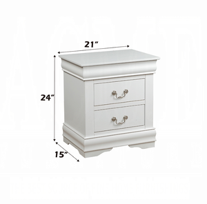 Traditional Modern Classic <b>White</b> Finish 2-Drawers Nightstand Wooden Bedroom Furniture for Apartment & Hotel Use - Product Image 6