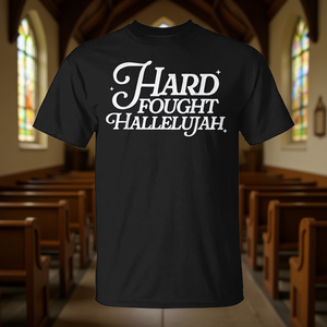 Camiseta Religiosa con Versículo Bíblico Cristiano Retro Hard Fought Hallelujah - Product Image 3