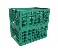 Caisse en plastique pliable et empilable de type maille verte perforée 600x400x300 mm pour le stockage et le transport des fruits et légumes