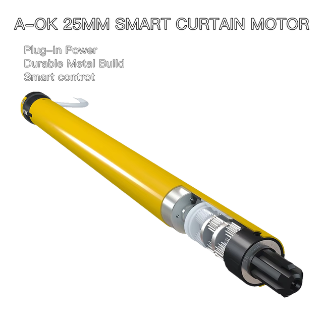 A-OK AM25 Modern Electronic Tubular Motor Home Smart Curtain Driver, for Indoor Use in Living Room, Bedroom, Office