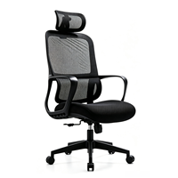 Chaise de bureau moderne à dossier haut en maille, appui-tête réglable, design ergonomique, fonction pivotante, hauteur réglable, poste de travail de bureau