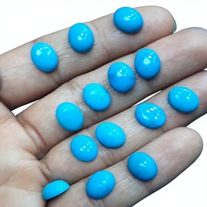 พลอยเทอร์ควอยซ์ธรรมชาติทรงรีแบบคาโบชอง สีฟ้าขัดเงา สำหรับทำเครื่องประดับ - Product Image 1