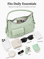 Sac à bandoulière pour femme OEM personnalisé, sac rétro sous le bras, sac en PU multi-poches, fermeture éclair, design urbain et simple