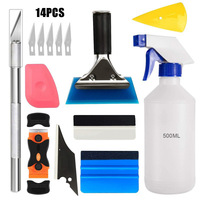 Kit d'installation de film teinté pour vitres de voiture 14 pièces, ensemble d'outils pour film vinyle avec raclette