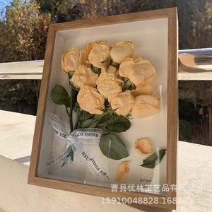 Dried Flower <b>Photo</b> <b>Frame</b> Solid Wood Rectangle Vertical Handmade Home Decoration Craft Ornament Wall Mount - Product Image 5