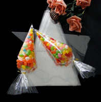 100 pièces sacs de bonbons transparents en cellophane sacs de pop-corn Triangle en plastique avec attaches torsadées pour biscuits faits à la main