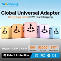 Worldplug - Cargador de Viaje USB GaN de 25 W Personalizado, Adaptador Internacional, Enchufe Universal, Adaptador de Viaje