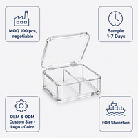 Étui pour écouteurs en acrylique Calic avec couvercle rabattable, boîte de rangement transparente avec séparateur pour accessoires d'écouteurs, logo personnalisé, usine ODM