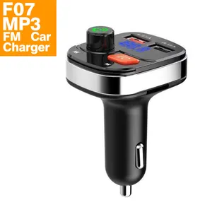 F07デュアル2 USBポートType-CキットブルートゥースオーディオバスブーストスイッチマルチLEDライトカーMP3プレーヤー充電器FMトランスミッター