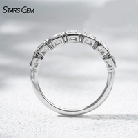 Anillo de Eternidad StarsGem de Oro Sólido de 14K con Diamante Cultivado en Laboratorio de 1.25CTW, Corte Asscher, Engaste de Bisel, Bañado en Rodio, Diseño Vintage Unisex