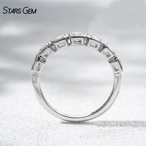 StarsGem 14K Solid <b>Gold</b> 1.25CTW Lab Grown Diamond Asscher Cut Eternity <b>Ring</b> Bezel Setting Rhodium Plated <b>Vintage</b> Classic Design - Product Image 4