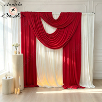 ANNIELU Rideaux extensibles légers en spandex vert, blanc et ivoire pour plafond, décoration de toile de fond pour mariages, événements et fêtes