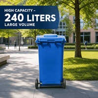 Conteneur à déchets de 240 L certifié EN840 pour les communautés résidentielles, anti-UV, anti-poussière, couvercle hermétique, anti-corrosion, résistant aux intempéries