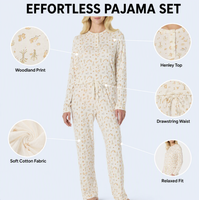 Ensemble de pyjama élégant pour femmes en coton biologique - Vêtements de détente respirants et décontractés avec tissu doux et lisse