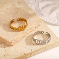 Cincin Baja Tahan Karat Model Garis Silang Sederhana Gaya Eropa dan Amerika untuk Wanita, Hip Hop Personal 18K Emas