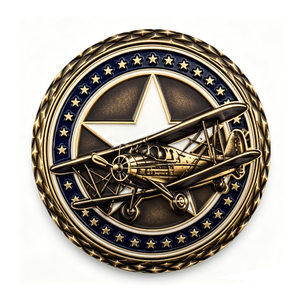 Pièce de monnaie en laiton plaqué or, thème patriotisme, avec gaufrage d'avion, impression émail dur, jeton d'art de collection - Product Image 4