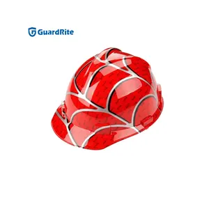 流行款式v型凸红色蜘蛛网耐用建筑安全帽