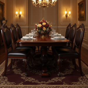 Sedia da Pranzo Royal Majestic Marrone in Ecopelle con Gambe in Legno, Stile Formale e Design Antico - Product Image 2