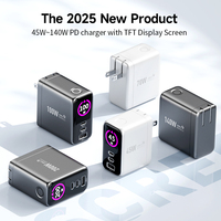 Produits tendance 140W 100W 70W 65W 45W Chargeur PD3.0 Écran d'affichage alimenté par AI 2C1A Chargeur USB-C Voyage Type c Chargeur rapide