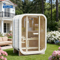 Thermo-Kiefer Massivholz Umweltfreundliche Elektrische Trocken-/Nassdampf-Sauna für Draußen, 2-Personen-Raum für Familie und Garten