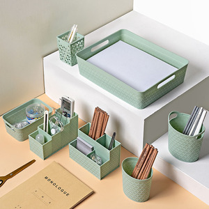 Waffle Pattern Plastic Storage <strong>Box</strong> <strong>Drawer</strong> Storage Baskets Sundries Storage <strong>Box</strong> for Stationery Makeup Tableware - Product Image 1