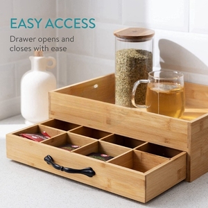 Bamboo Kitchen Utensil Organizer With <b>Drawer</b> Coffee Bag <b>Storage</b> <b>Box</b> Bamboo Tea Bag <b>Storage</b> <b>Box</b> - Product Image 3