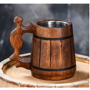 Mug en bois artisanal écologique, tasse en bois naturel, vaisselle pour café, thé, bière, style rustique, disponible à la vente - Product Image 5