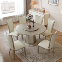 Table à manger ronde en bois massif américain, style champagne, pour villa, 6 et 8 places, avec plateau tournant, table de restaurant européenne de luxe