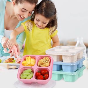 Caja de Plástico con Cuatro Compartimentos para Snacks, Caja Sellada Independiente para Dulces, Pasteles, Frutas, Apta para <span class=keywords><strong>Microondas</strong></span>, para Niños - Product Image 4