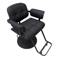 Fauteuil de Barbier Hydraulique Inclinable en Cuir Marron avec Cadre Métallique Noir, Pivotant et Réglable, Design Moderne pour Salon et Salle de Séjour