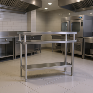 Commercial Kitchen <b>Work</b> <b>Table</b> 43.3x11.8x47.2 Stainless Steel Overshelf Polished Finish Freestanding - Product Image 2