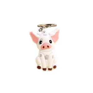 Portachiavi animale di alta qualità in PVC cartone animato animale portachiavi animale gallo maiale carino per Souvenir promozionale fascino borsa