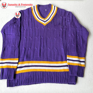 Custom Greek Omega Fraternity Knitted Embroidered Houndstooth <b>Cardigan</b> College Greek Paraphernalia - Product Image 4