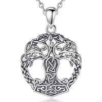 Merryshine Collier Pendentif Marteau Viking Arbre de Vie Personnalisé en Argent Sterling 925 Hypoallergénique Bijoux Spirituels