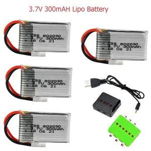 Bateria de lipo 3.7v, 300mah, bateria com 6 em-1, 4 em 1, conjunto de carregador para audi u816 u830 f180 e55 fq777 fq17w syma x11c f530 rc bateria para drone