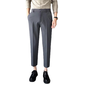 <span class=keywords><strong>Pantalon</strong></span> <span class=keywords><strong>de</strong></span> <span class=keywords><strong>costume</strong></span> d'été slim pour hommes sans repassage Petit <span class=keywords><strong>pantalon</strong></span> habillé <span class=keywords><strong>Pantalon</strong></span> décontracté à neuf points - Product Image 1