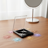 Palette de fards à paupières portable en plastique ABS à 4 compartiments, étui vide avec couvercle transparent et logo personnalisé, vente en gros OEM, faible MOQ
