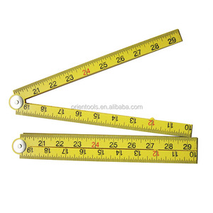 Règle pliante en plastique jaune à bords biseautés de 1 m, <span class=keywords><strong>4</strong></span> sections - Product Image 1