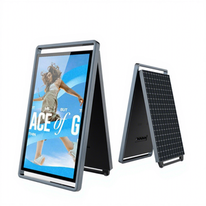 ป้ายโฆษณาดิจิทัล LCD พลังงานแสงอาทิตย์แบบพกพา น้ำหนักเบา สำหรับใช้งานกลางแจ้ง - Product Image 1