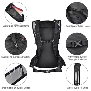 Sac à dos pliable étanche avec fermeture à glissière sac d'hydratation de jour pour les sports de plein air compressible et fait de doublure en polyester - Product Image 3