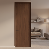 Porte intérieure en bois massif avec cadre en aluminium, design invisible et discret, couleur unie, style minimaliste moderne pour maison