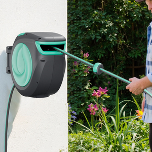 Enrouleur de tuyau rétractable automatique Tirez et arrêtez librement Simplifiez votre irrigation Enrouleur de tuyau d'arrosage à rotation libre à 180 ° Tuyau en PVC de 1/2" - Product Image 3