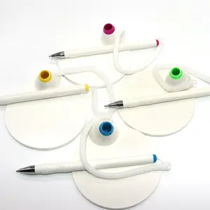 2024 Nieuwe Type Balie Stok Plastic Pen Groothandelsprijs Gepersonaliseerde Plastic Tafel Balpen Voor Promotie