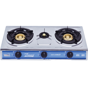 Table de cuisson à gaz 3 brûleurs en acier inoxydable avec allumage automatique et protection anti-extinction pour usage domestique et hôtelier - Product Image 1