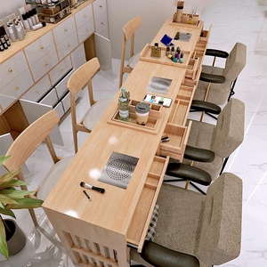 Solid wood nail table <b>vacuum</b> <b>cleaner</b> inlaid single person nail table <b>small</b> nail table and chair workbench - Product Image 4