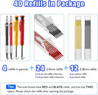 Travail du bois 2.0 + 2.8MM Marqueur Stylo Outils Kit Recharge Mène Aiguiseur Intégré Long Nez Trou Profond Mécanique Marqueur Crayon Kit