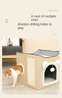 Lit pour chat en velours côtelé solide et écologique, pliable, double couche, fermé, avec rembourrage 100% coton, design à pois, utilisable toute l'année