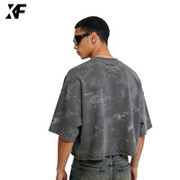 T-shirt imprimé en coton 100% de haute qualité XUFEI original personnalisé vintage streetwear 250 g/m², coupe ample et courte, pour homme