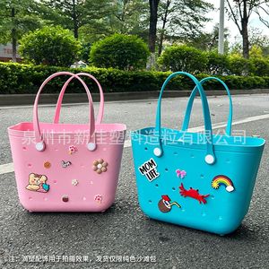 กระเป๋าโท้ทอีวาบีชสีทึบกันน้ำเปิดด้านบนดีไซน์ทันสมัยกระเป๋าถือผู้หญิงฤดูร้อน - Product Image 3