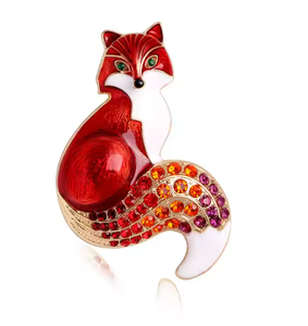 Broche de zorro gota aceite Retro Simple abrigo de mujer aleación cárdigan accesorio Rin-diamante Pin lindo movimiento objeto ramillete - Product Image 1